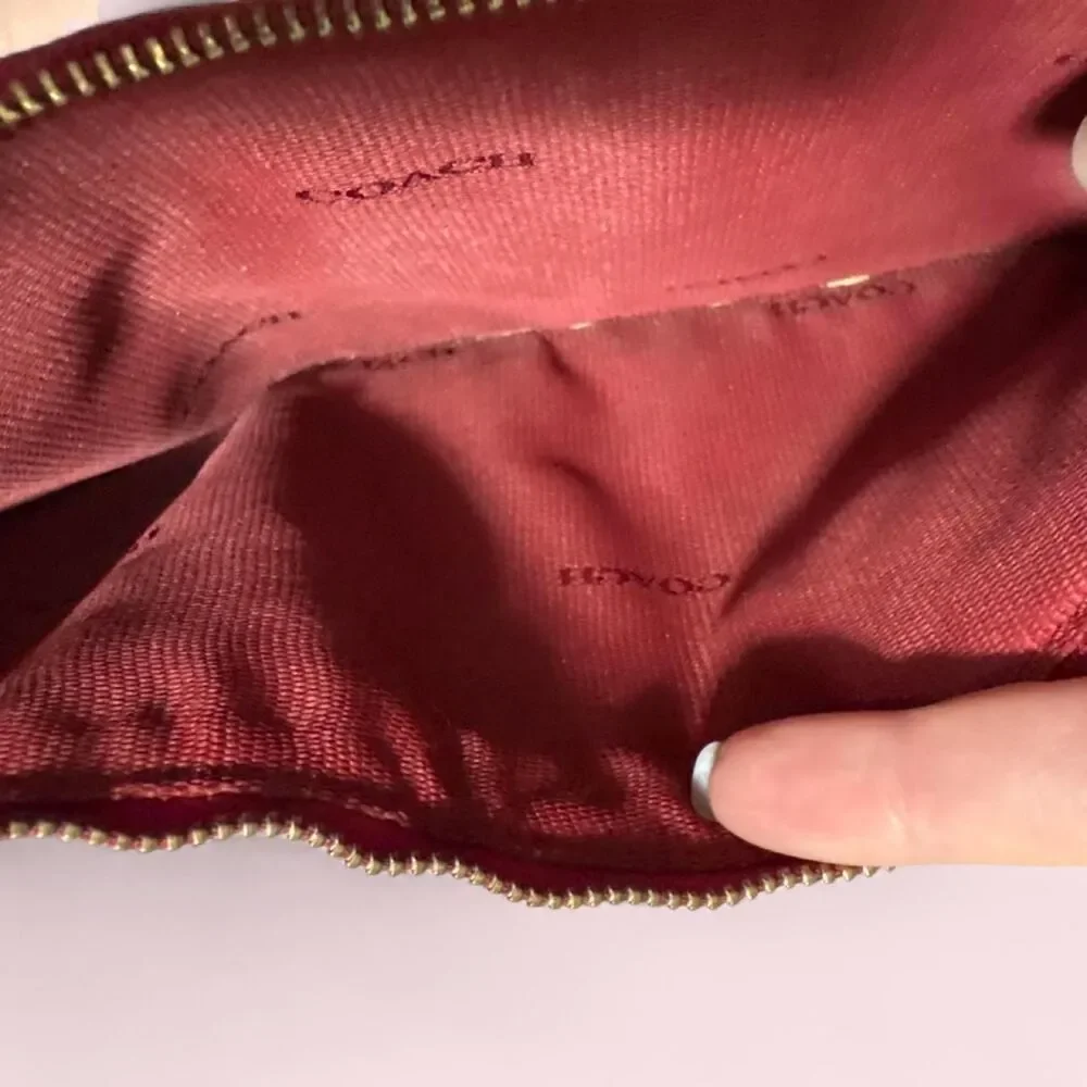 Coach Red Crossgrain Leather Wallet